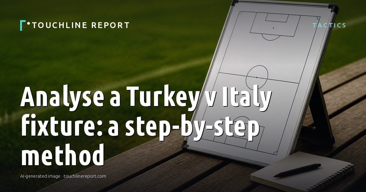 Illustration for the Tactics article “Analyse a Turkey v Italy fixture: a step-by-step method”: an AI-generated editorial illustration showing a scene illustrating the subject of the article, with the headline set over it. Illustrative only, not a photograph of a real event.