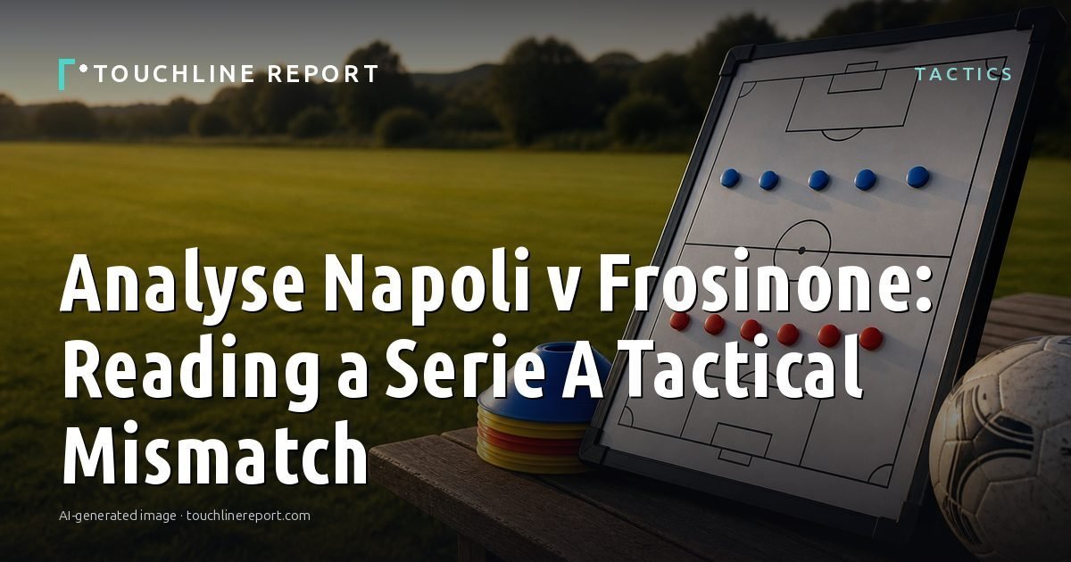 Illustration for the Tactics article “Analyse Napoli v Frosinone: Reading a Serie A Tactical Mismatch”: an AI-generated editorial illustration showing a scene illustrating the subject of the article, with the headline set over it. Illustrative only, not a photograph of a real event.