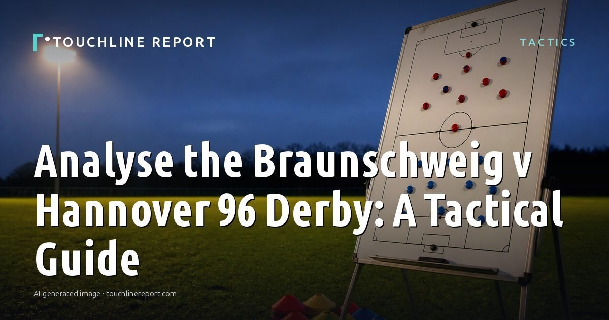 Illustration for the Tactics article “Analyse the Braunschweig v Hannover 96 Derby: A Tactical Guide”: an AI-generated editorial illustration showing a scene illustrating the subject of the article, with the headline set over it. Illustrative only, not a photograph of a real event.