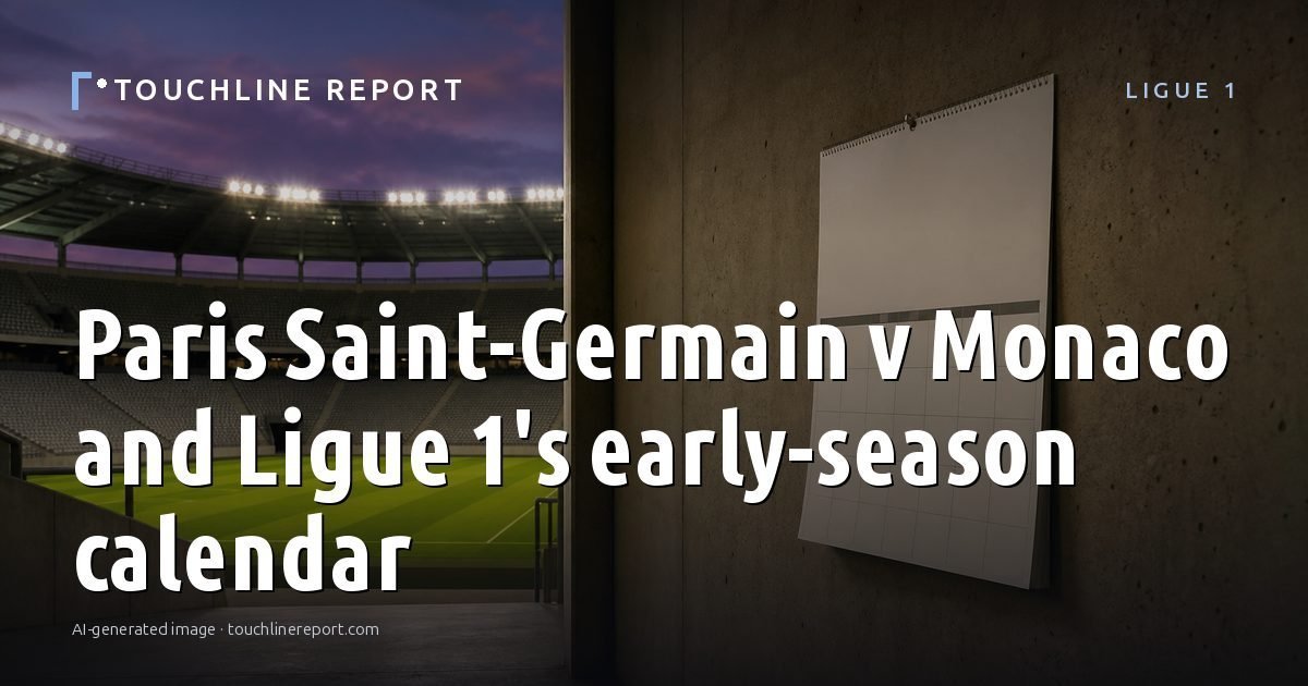 Illustration for the Ligue 1 article “Paris Saint-Germain v Monaco and Ligue 1's early-season calendar”: an AI-generated editorial illustration showing a scene illustrating the subject of the article, with the headline set over it. Illustrative only, not a photograph of a real event.