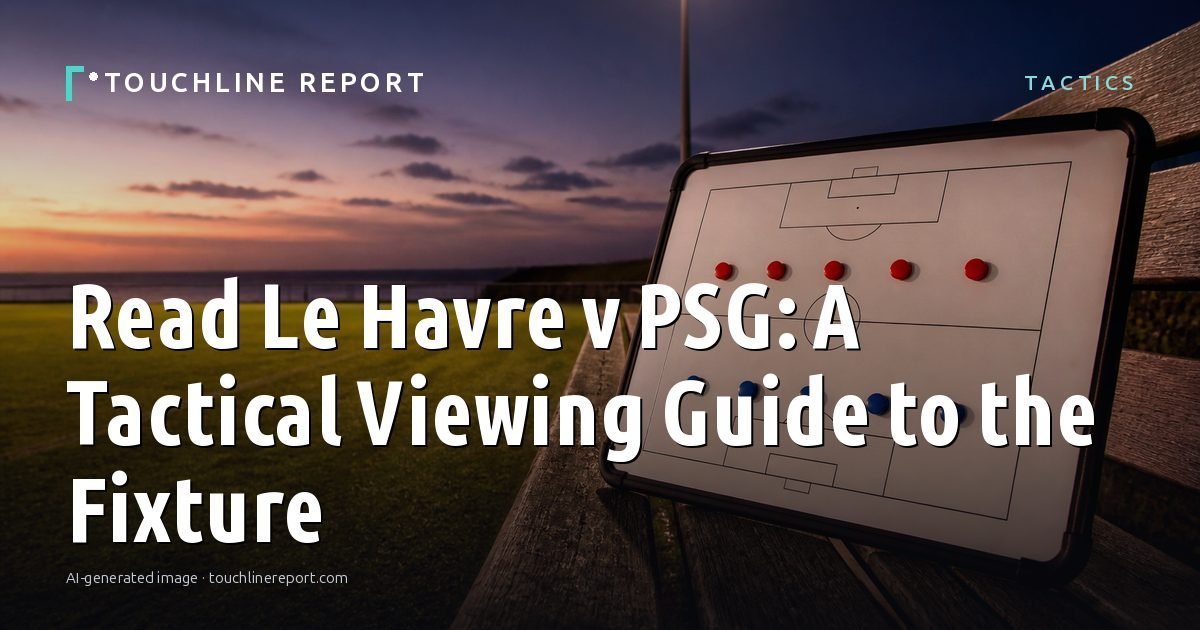 Illustration for the Tactics article “Read Le Havre v PSG: A Tactical Viewing Guide to the Fixture”: an AI-generated editorial illustration showing a scene illustrating the subject of the article, with the headline set over it. Illustrative only, not a photograph of a real event.