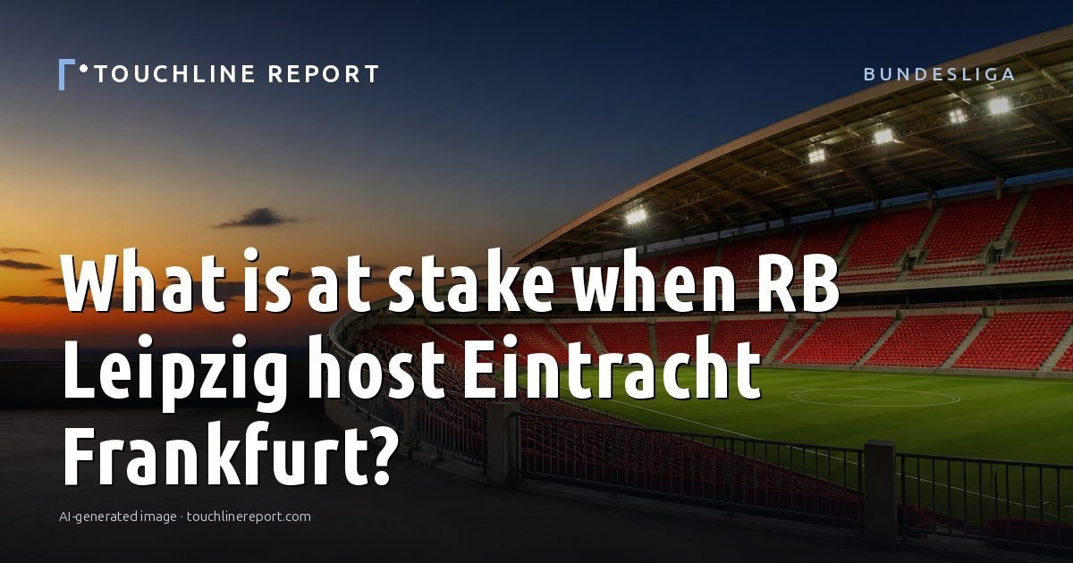 Illustration for the Bundesliga article “What is at stake when RB Leipzig host Eintracht Frankfurt?”: an AI-generated editorial illustration showing a scene illustrating the subject of the article, with the headline set over it. Illustrative only, not a photograph of a real event.